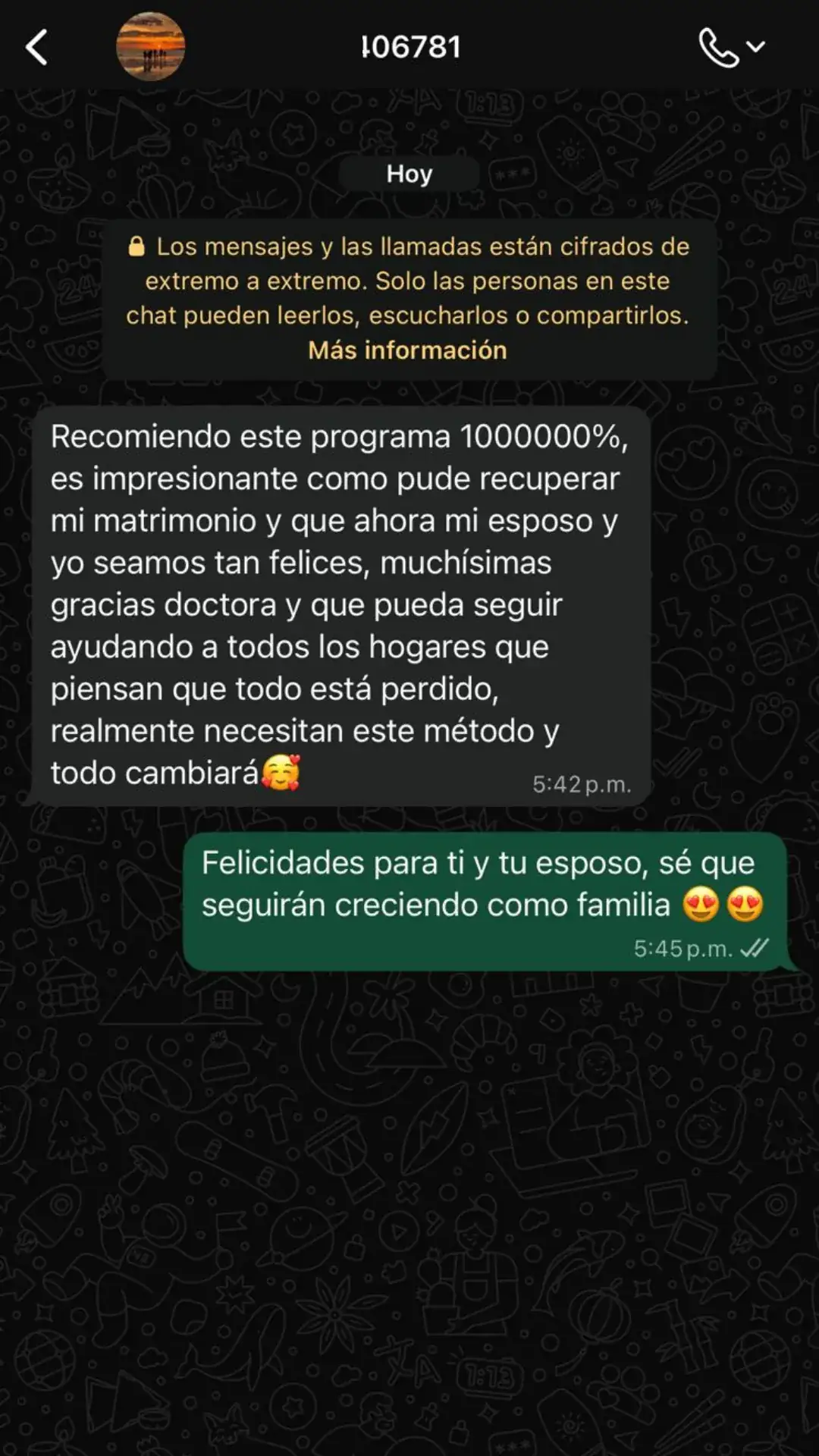 Testimonio recomendando el programa al 1000%